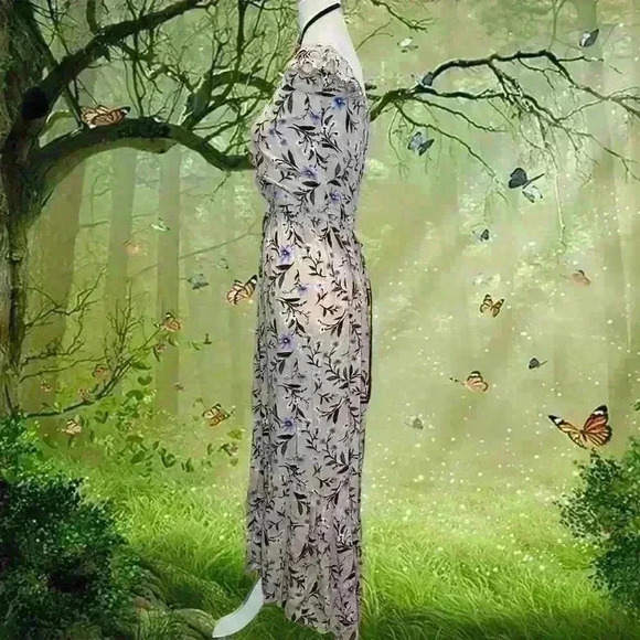 Boho Coquette American Eagle Baby Pink Floral Maxi Dress - Picture 6 of 10